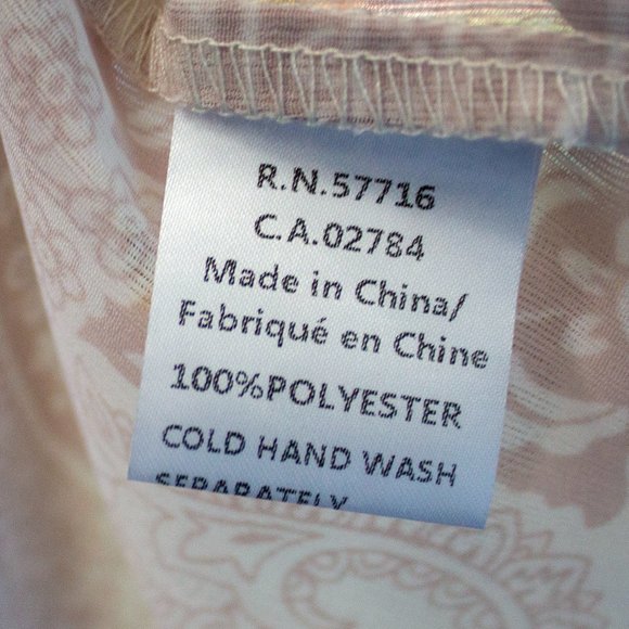 Papillion Pink & White Patterned Boho V-Neck Blouse sz sm - Picture 5 of 5